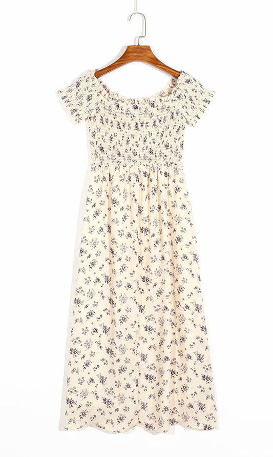 Sexy floral holiday wind pressure pleated one neck dress  7070