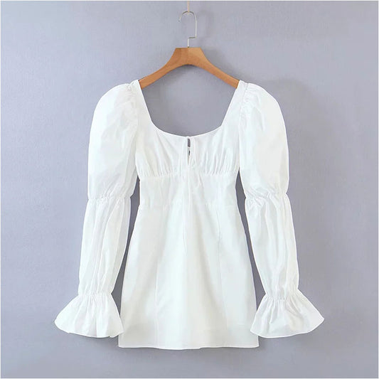 Hüftwickelrock im Retro-Stil mit quadratischem Kragen, süßer ausländischer Stil 7142