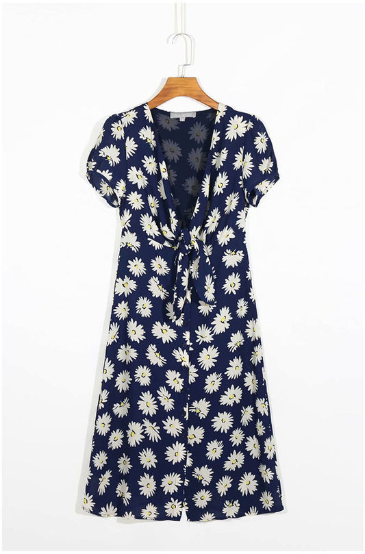 Taillenlanges, kurzärmliges Schnürkleid 7099