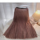 Hong Kong style retro leopard print thin pleated A-line skirt  5744