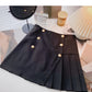 New design personalized double row button high waist A-line pleated skirt  5647