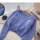Mohair sweater small flower nail bead top cardigan  6093
