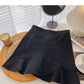 Solid color simple irregular fishtail wrap hip high waist A-shaped skirt  5557