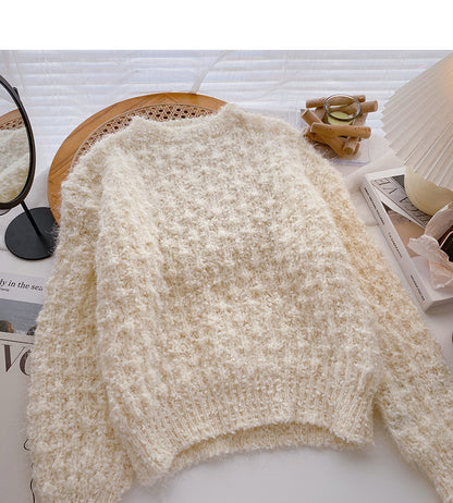 Fashionable foreign style sweater versatile round neck Pullover  6069