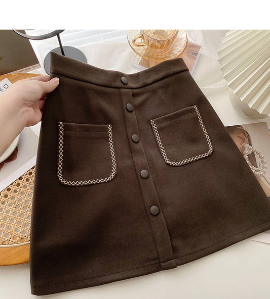 New Korean fashion retro small pocket skirt trend  5554