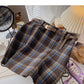 Versatile retro fashion checkered high waist A-line skirt  5596