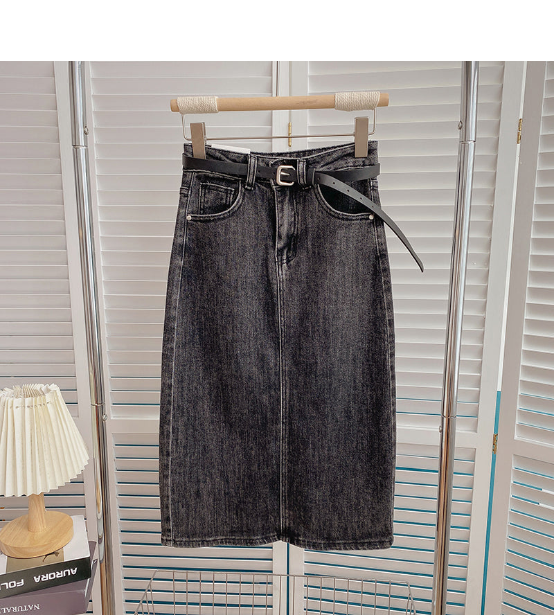Versatile port style high waist split skirt  5820