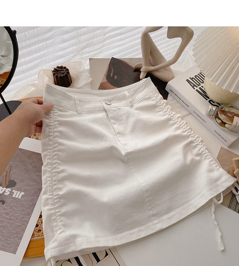New Korean slim design A-line skirt with drawstring wrapped hip  5626