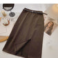 Korean fashion high waist A-shaped medium and long skirt  5764