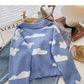 Long sleeve sweater contrast cloud Pullover Top  6532