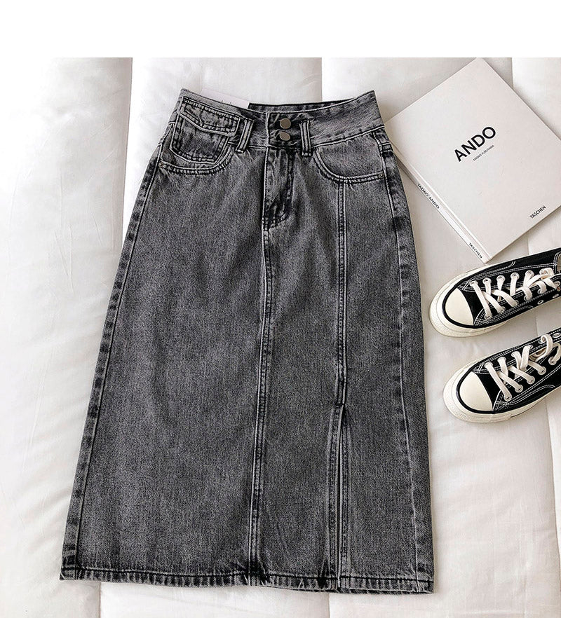 Nouvelle jupe étudiante de cow-boy rétro coréenne de Hong Kong pour femme 5679
