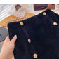 Button high waist design shows a sense of thin tweed Hip Wrap Skirt  5549
