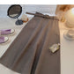 Design sense of minority foreign style high waist mid length skirt with belt  5727