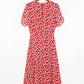 French gentle and elegant retro floral bubble sleeve dress  7065