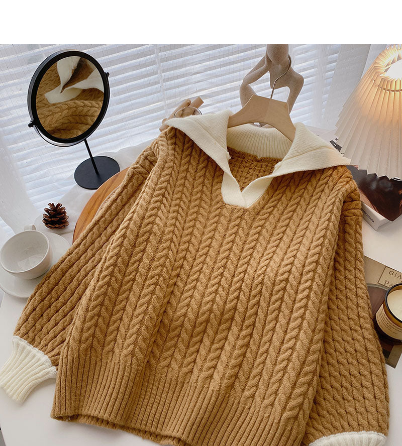 Loose and lazy wind twist sweater  6021
