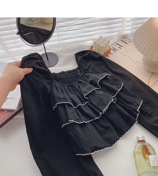 Chemisier court slim à volants design minoritaire 6290