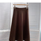 Temperament solid color versatile high waist skirt  5831