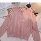 Cardigan knitted coat solid color long sleeve single breasted top  6661