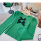 Bow Vintage French sweater slim long sleeve top  6524