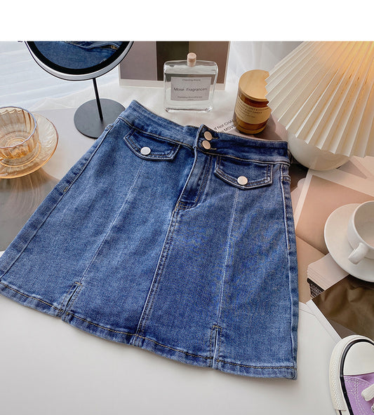 Hong Kong style retro simple slim high waist skirt fashion  5669