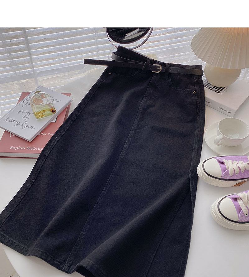 Korean split A-shaped high waist slim design fashion skirt  5709
