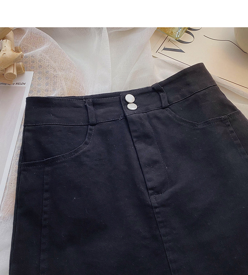 Slim and versatile, simple and light proof high waist skirt  5651