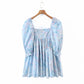 Gentle wind sweet salt bubble sleeve dress  7145