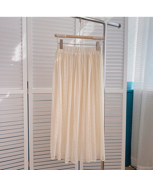 Slim and versatile elastic high waist A-line skirt  5793