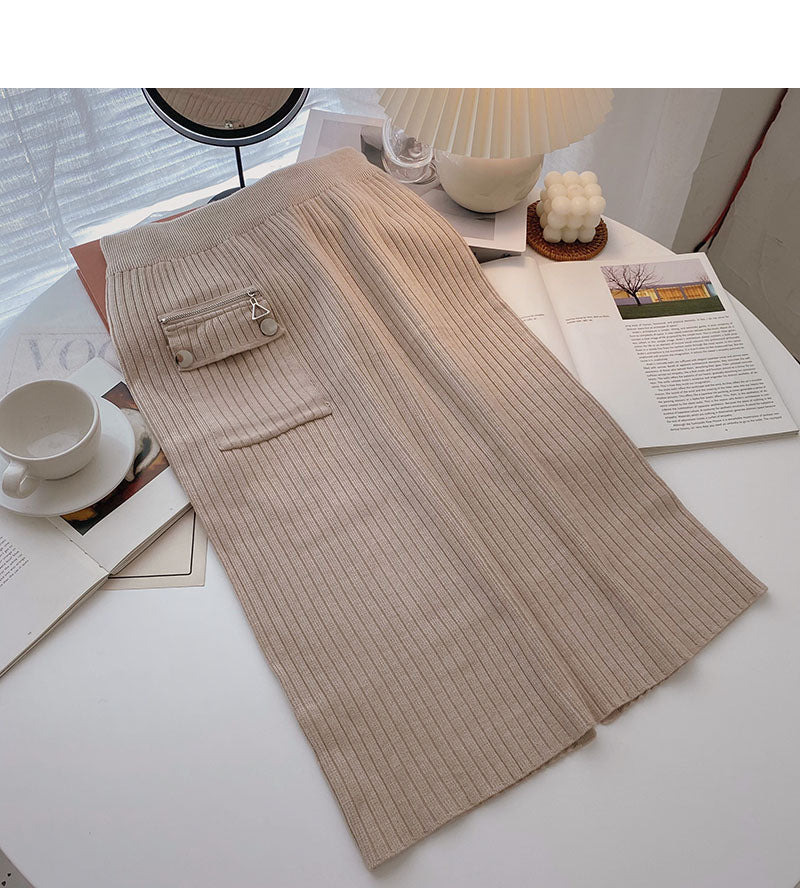 Design: Hong Kong style high waist split Hip Wrap Skirt  5755