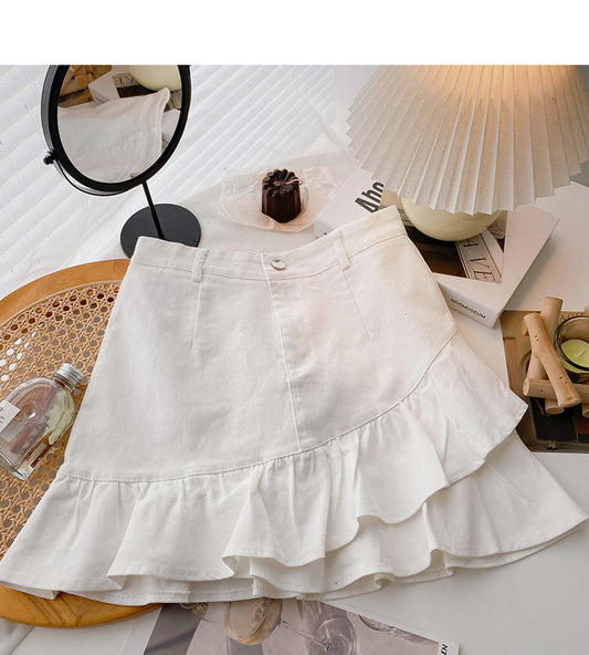 Slim Ruffle irregular Hip Wrap fishtail skirt  5655