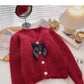 Single breasted V-neck Vintage French sweater coat  6182