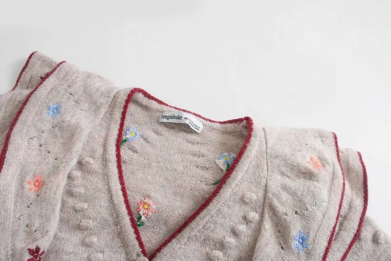 Embroidered layered decorative sweater design sweater coat  7226
