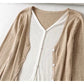 V-neck breasted color contrast fake two slim knit Cardigans  7471