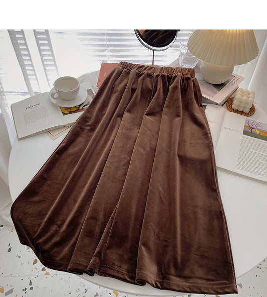 Korean version of Hong Kong style, versatile A-line skirt  5742