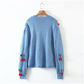 Round neck cherry sweater bottomed sweater loose fashion Pullover Sweater  7208