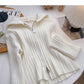 Cardigan hooded knitted coat casual solid color short top fashion  6680
