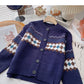 Lazy style retro fashion contrast color long sleeve round neck top  6062