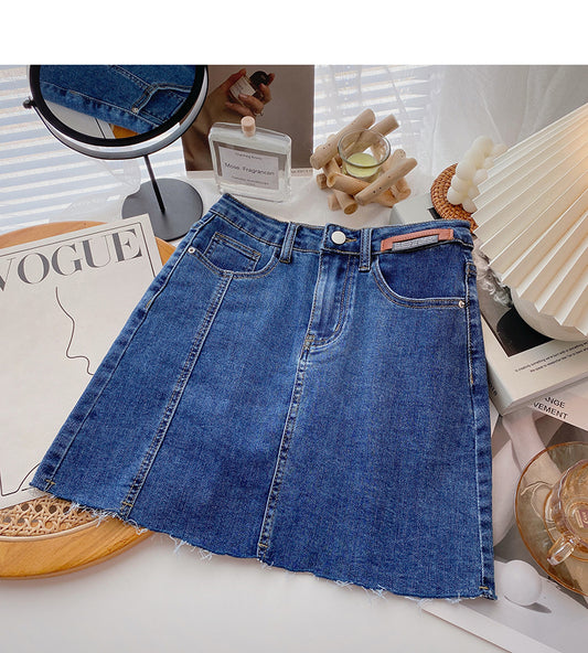 Slim and versatile casual design high waist A-line skirt  5590