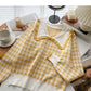 Aging sweet contrast checked doll collar Pullover Top  6678