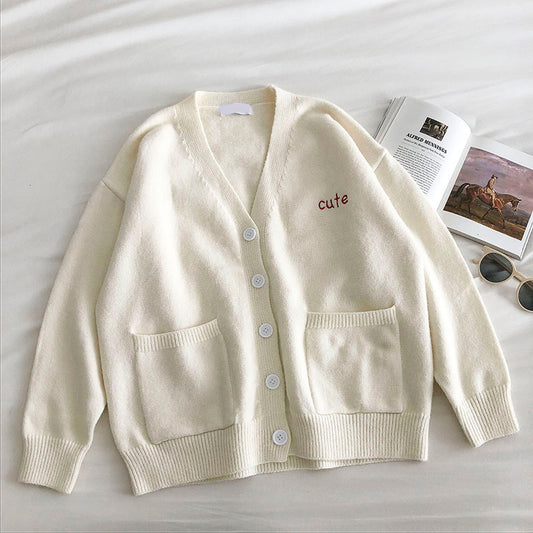 Loses Langarm-T-Shirt mit V-Ausschnitt und zwei Taschen 5838