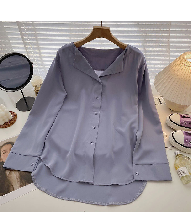 Loose long sleeved top with thin temperament and falling feeling 6267