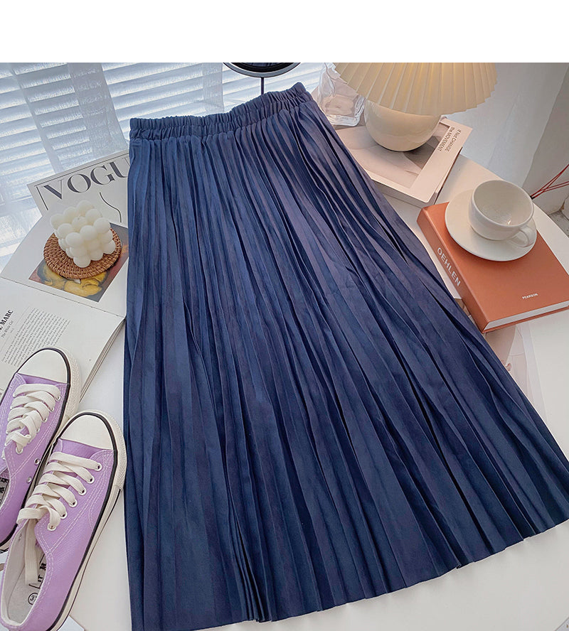 Retro port style leisure A-shaped high waist mid length skirt  5733