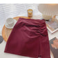 Fashionable retro pleated split thin Hip Wrap Skirt  5552