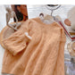 Sweet retro lace edge long sleeve Pullover thin loose top  6020