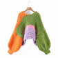 Knitted cardigan coat Lantern Sleeve Top  7156