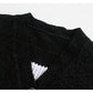 V-neck Lantern Sleeve Button back smiling face loose knit coat  7483