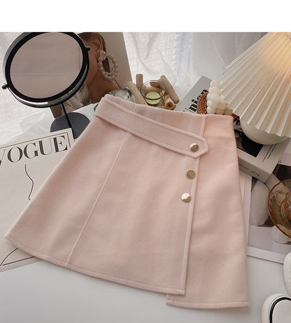 Girls' Pink tweed skirt women's A-line short skirt fashion  5586