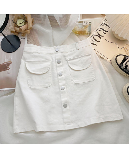 New Korean single breasted high waist skirt  5650