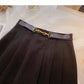 Hong Kong style leisure high waist A-line pleated skirt  5592