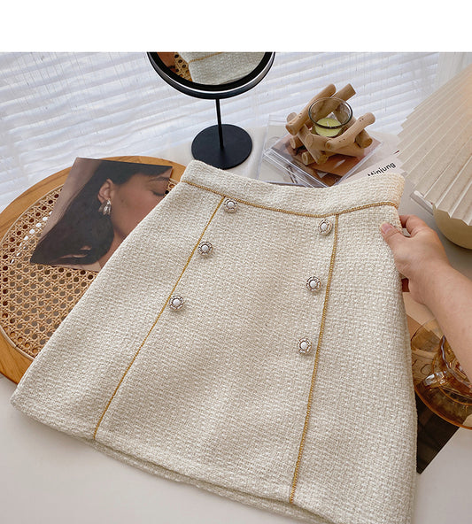 Vintage Design nail bead high waist slim skirt  5589